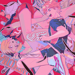 This is a pixiv picture whose title is 【web再録】研磨と日向の本②.