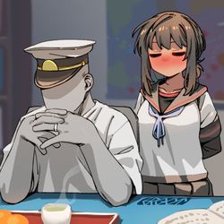 This is a pixiv picture whose title is 「司令官と秘書艦殿」の絵(1/2).