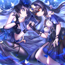 This is a pixiv picture whose title is 蝶伴于深蓝.