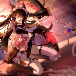 This is a pixiv picture whose title is 狐坂ワカモ·メイド.