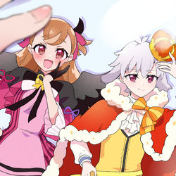 This is a pixiv picture whose title is ハロウィン衣装こむぎ＆大福.