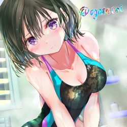 This is a pixiv picture whose title is 混浴腐れ縁ちゃん.