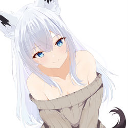 This is a pixiv picture whose title is 肩出しセーター江風.