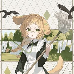 This is a pixiv picture whose title is メイドとクロウタドリ.