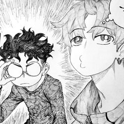 This is a pixiv picture whose title is Nerd and Jock.
