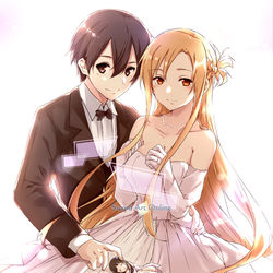 This is a pixiv picture whose title is 『Kirito & Asuna & Yui』.