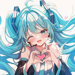 This is a pixiv picture whose title is ハートポーズミクさん.