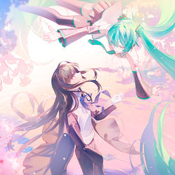 This is a pixiv picture whose title is 【桜日和とタイムマシン】歌姫の再会.