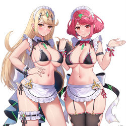 This is a pixiv picture whose title is メイド(ヒカリ×ホムラ）.