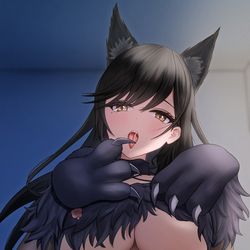 This is a pixiv picture whose title is 愛宕 月夜のお姉さん狼.