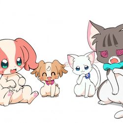 This is a pixiv picture whose title is わんぷり擬獣化公式.ver.
