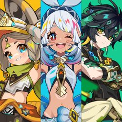 This is a pixiv picture whose title is ナタ御三家🐇🦈🐲.