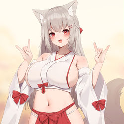 This is a pixiv picture whose title is 巫女きつねちゃん.