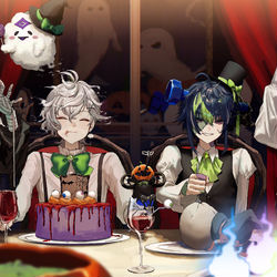 This is a pixiv picture whose title is 晩餐会.