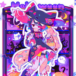 This is a pixiv picture whose title is 🩷🧡Happy Halloween🧡💜.