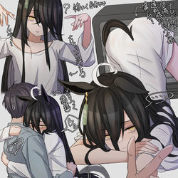 This is a pixiv picture whose title is 呪いのビデオを見てしまったカフェトレ.