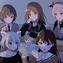 This is a pixiv picture whose title is ハロウィン映画鑑賞会 🎃 📽️.
