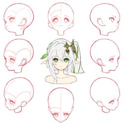 This is a pixiv picture whose title is 童顔　角度描き分け図.
