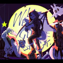 This is a pixiv picture whose title is AU BAD GUYS＊Halloweeen drawing.