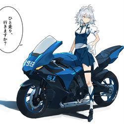 This is a pixiv picture whose title is 咲夜さんとバイク.