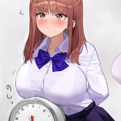 This is a pixiv picture whose title is おっぱいで体重をごまかす子とそれをおっぱいで相殺する子（２枚）.