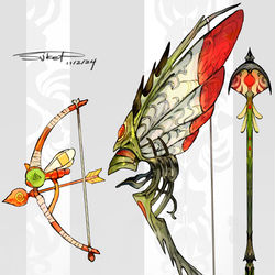 This is a pixiv picture whose title is ヤンヤンマ・メガヤンマモチーフの武器（ポケモン）.