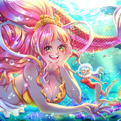 This is a pixiv picture whose title is commission - Shirahoshi x Yamato.