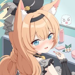 This is a pixiv picture whose title is 先生に髪結んでもらうマリー.