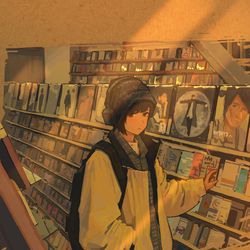 This is a pixiv picture whose title is 一位听着歌，很帅的女生.