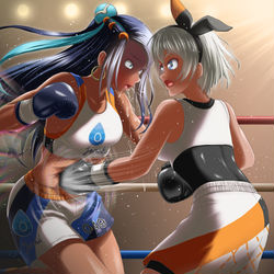 This is a pixiv picture whose title is ポケモンサイトウvsルリナ.