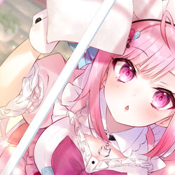 This is a pixiv picture whose title is 『 お掃除中に目が合った日 』 fanart：結城さくな.