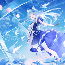 This is a pixiv picture whose title is 【お仕事】羊のような雲はどこまで.