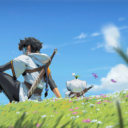 This is a pixiv picture whose title is With Blue Sky.