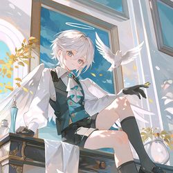 This is a pixiv picture whose title is 天使の憩い場.