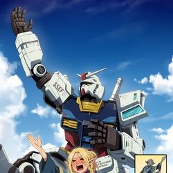 This is a pixiv picture whose title is ガンダムパビリオンに感じる謎の既視感.