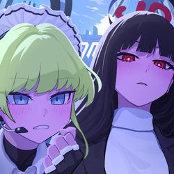 This is a pixiv picture whose title is 표정 짓기가 서투른 둘이지만.