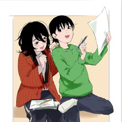 This is a pixiv picture whose title is じゃあ、藤野ちゃんはなんで描いてるの？.
