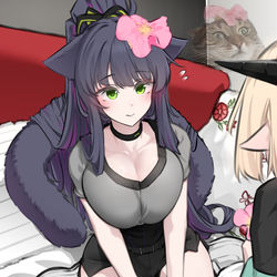 This is a pixiv picture whose title is Flower on top 🐱.
