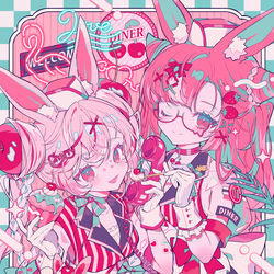 This is a pixiv picture whose title is 🍒🐰.