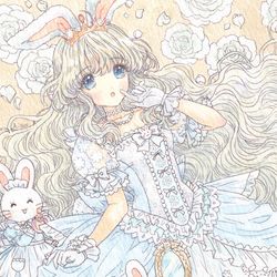 This is a pixiv picture whose title is ミルク色のうさぎ姫.