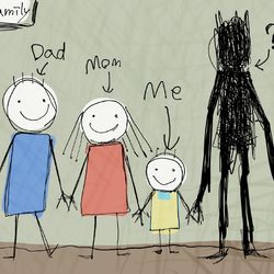 This is a pixiv picture whose title is 怖い絵にいるナニカを描き変え改変.