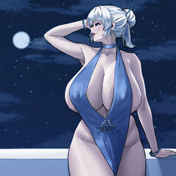 This is a pixiv picture whose title is 白夜極光アズール.