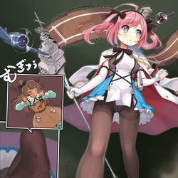 This is a pixiv picture whose title is 巨大サラトガ＆南ことり.