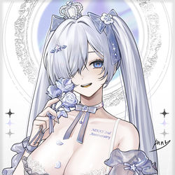 This is a pixiv picture whose title is 🤍💙.