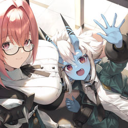 This is a pixiv picture whose title is 柳と蒼角.