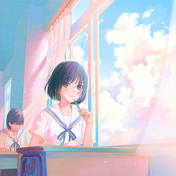 This is a pixiv picture whose title is blue classroom.