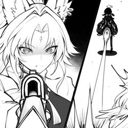 This is a pixiv picture whose title is Corrupted Fei Xiao killing Robin.
