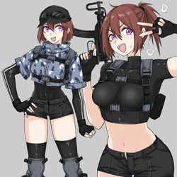 This is a pixiv picture whose title is サバゲーちゃん　冬装備と夏装備.