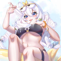 This is a pixiv picture whose title is 琪亚娜小姐的裸足和腋下是极其美味的😋👍.