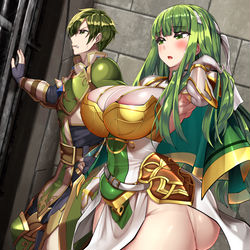 This is a pixiv picture whose title is 【新作予告】パオラ×アベルで絶ックス部屋.